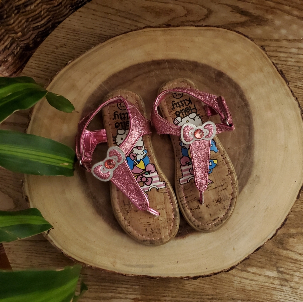 Hello Kitty🎀 Sparkle Pink Glitter Bow Cork Sandal